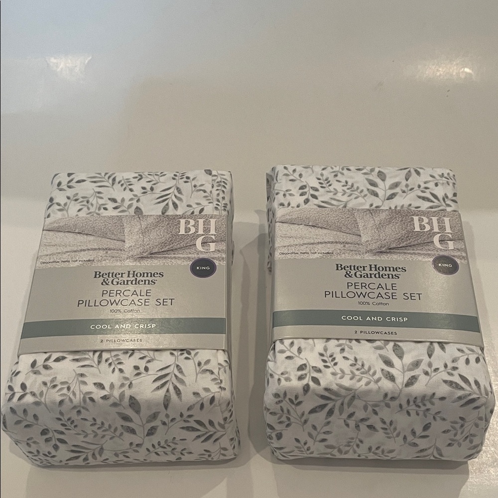 NWT Better Homes & Gardens Percale Pillowcase Set of 2 Cool and Crisp Size King